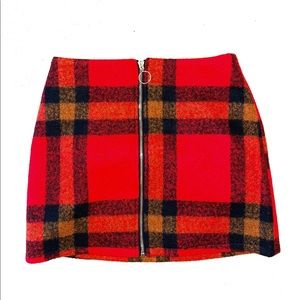 Red plaid skirt
